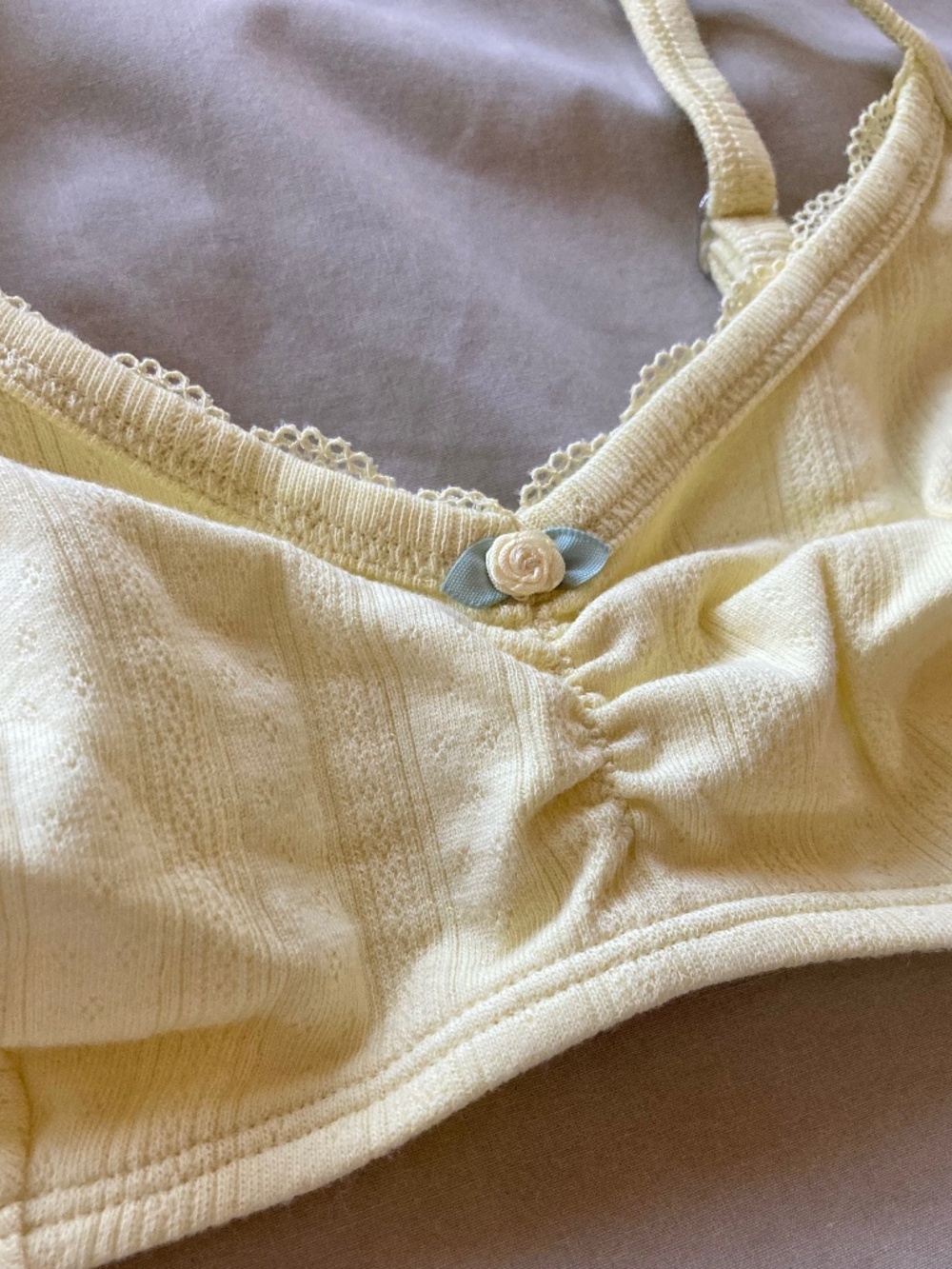 Lounge Yellow Cotton Pointelle Bralette; Size Medium, NWT - Picture 5 of 5